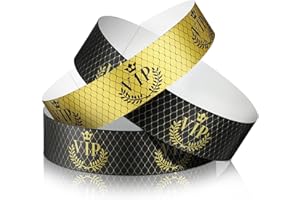 Jadive 500 Pieces Paper Wristbands VIP Plastic Waterproof Party Identification Wristbands Party Bracelets for Events Amusement Parks, Club, Concerts, Fairs, Festivals and Events(Black, Gold)