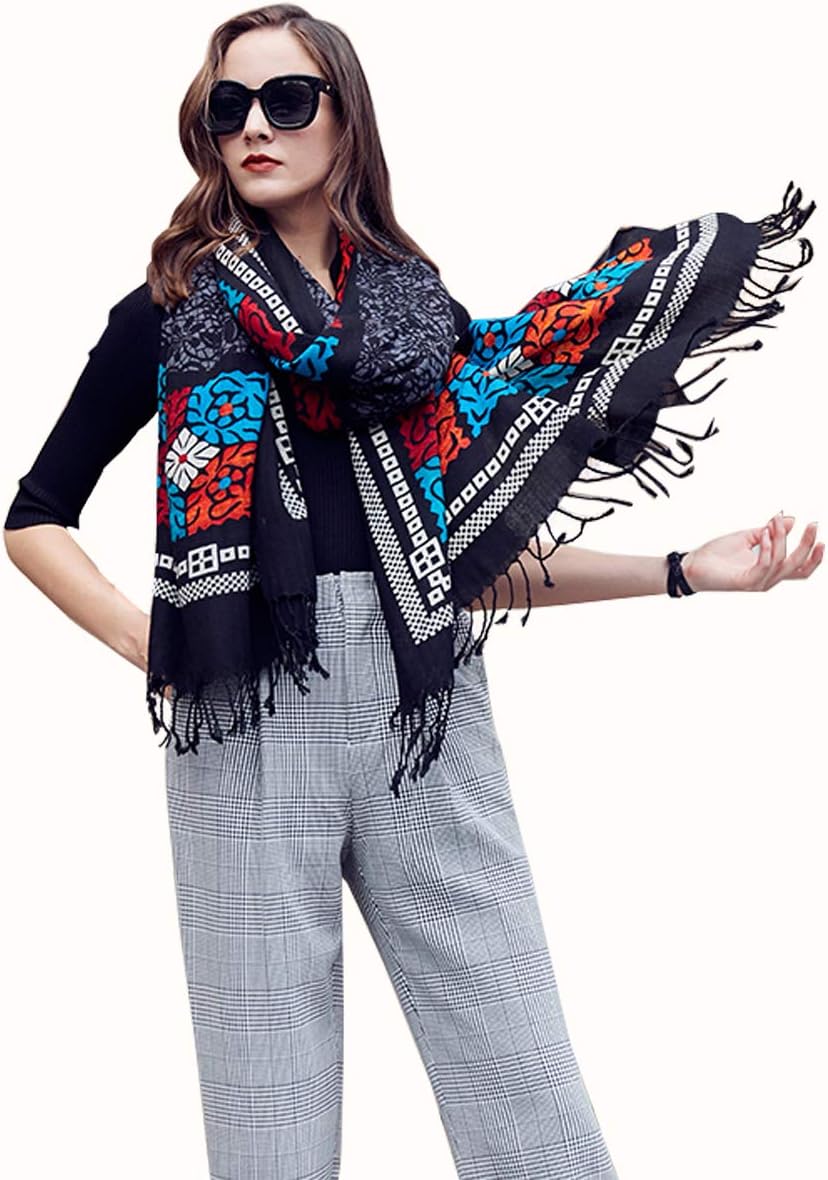 DANA XU Pure Wool Women Scarf Large Size Ponchos Pashmina Shawls and Wraps