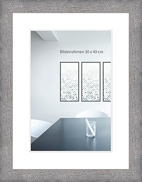 WANDStyle Bilderrahmen H750 Strandhaus, rustikal aus Massivholz mit Normalglas Farbe: Grau Größe: 18 x 24 cm