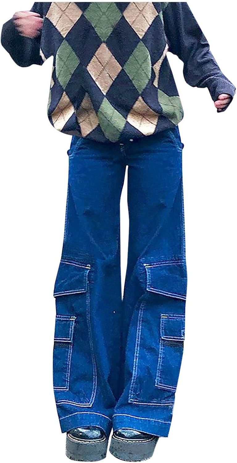 jean cargo large femme