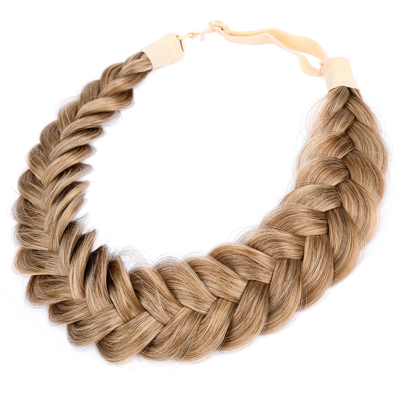 Gledola Messy Synthetic Hair Braided Headband Classic Chunky Wide Plaited Headband for Women Girl Beauty (Dark Blonde) — image 1