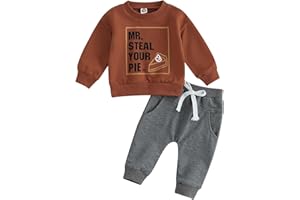 Okbabeha Baby Boy Outfit Sweatsuit Letter Sweatshirt Shirt Pullover Tops Pants Toddler Boys Festive Clothing