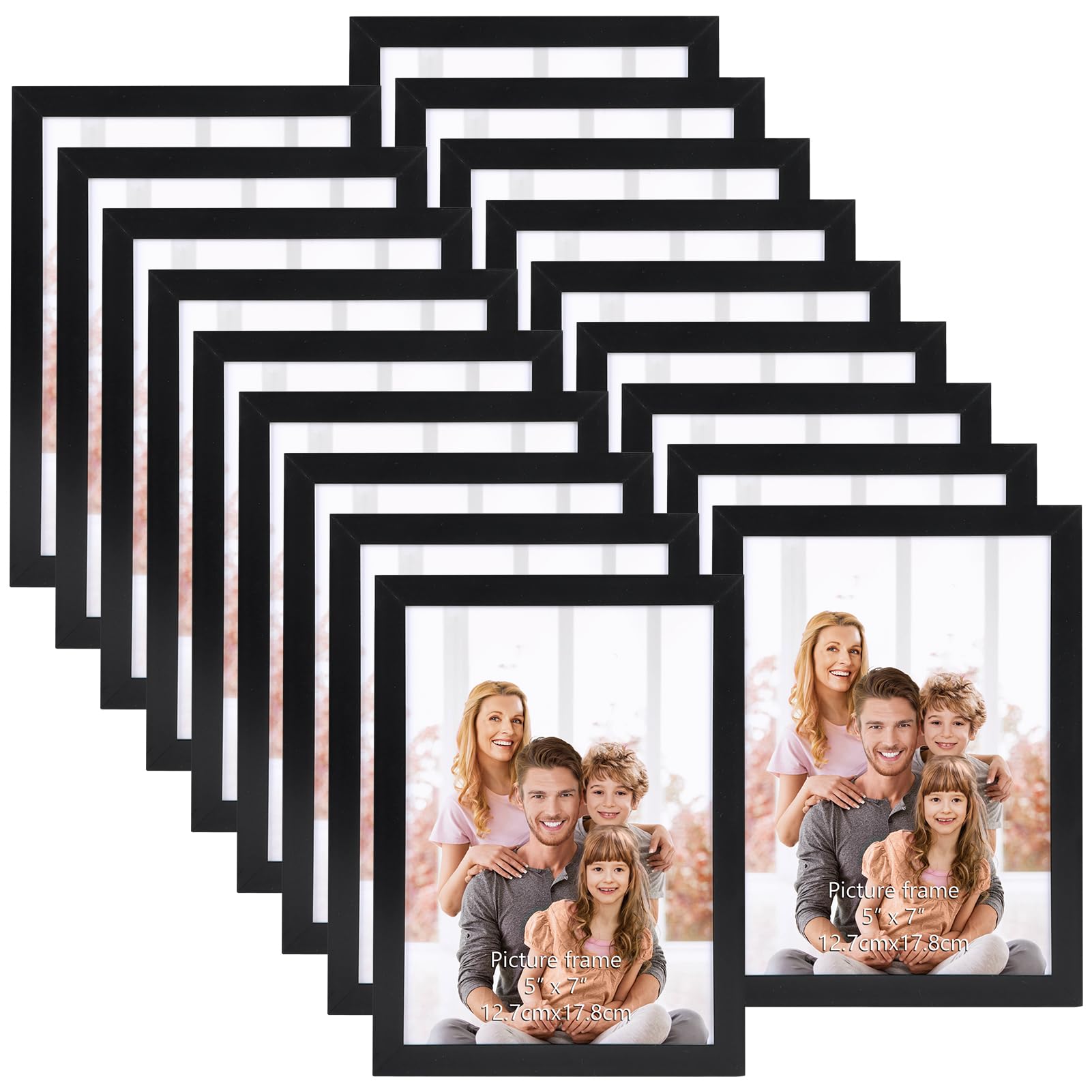 Hoikwo Multi 7x5 Photo Frames Set of 18, 5x7 Black Picture Frames for Wall Hanging or Tabletop Display — image 1