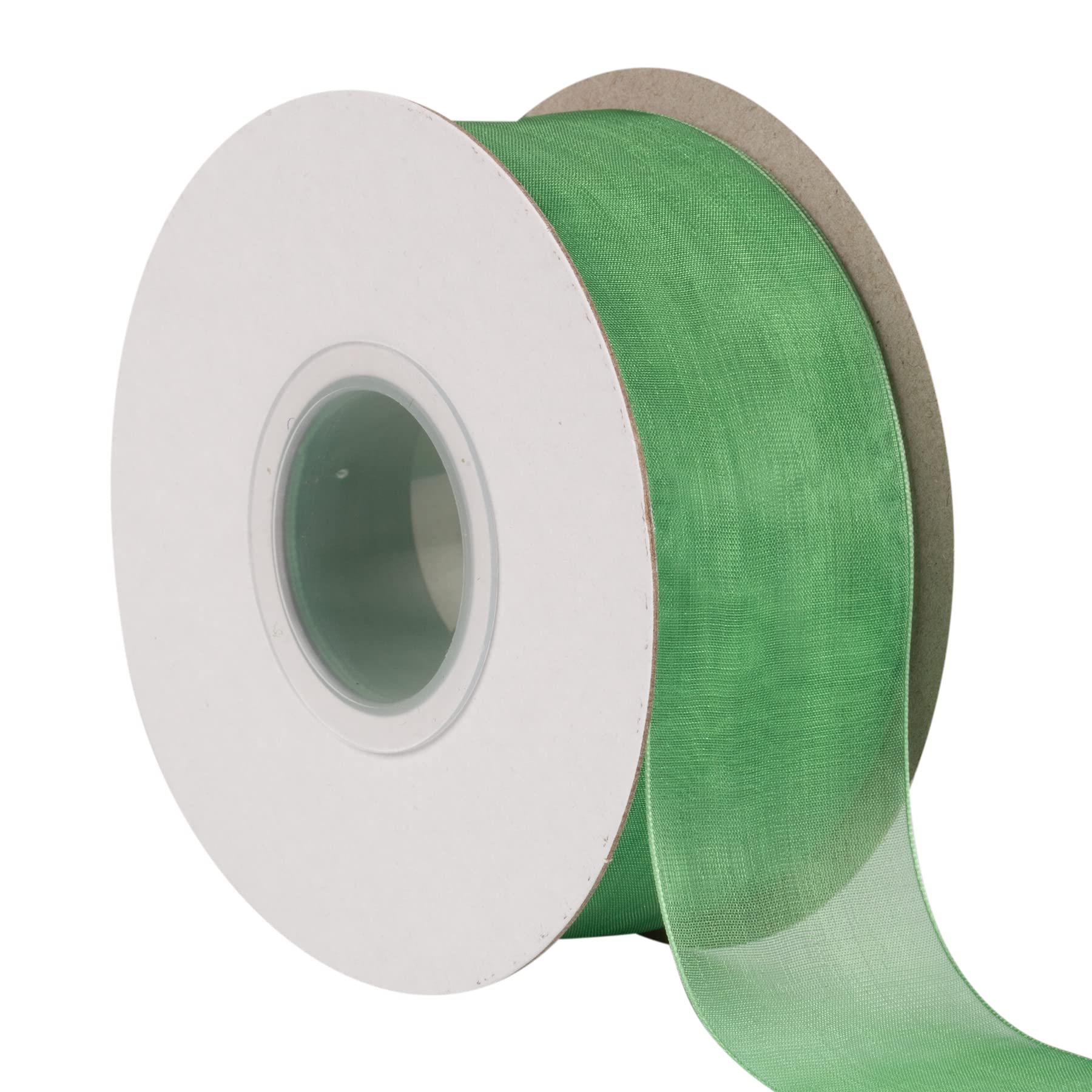 TEKDEERE 38mm Sheer Organza Ribbon,Emerald Shimmer Chiffon Ribbon for DIY Crafts Wedding Party Decorations, Gift Wrapping Bridal Bouquets (45M)