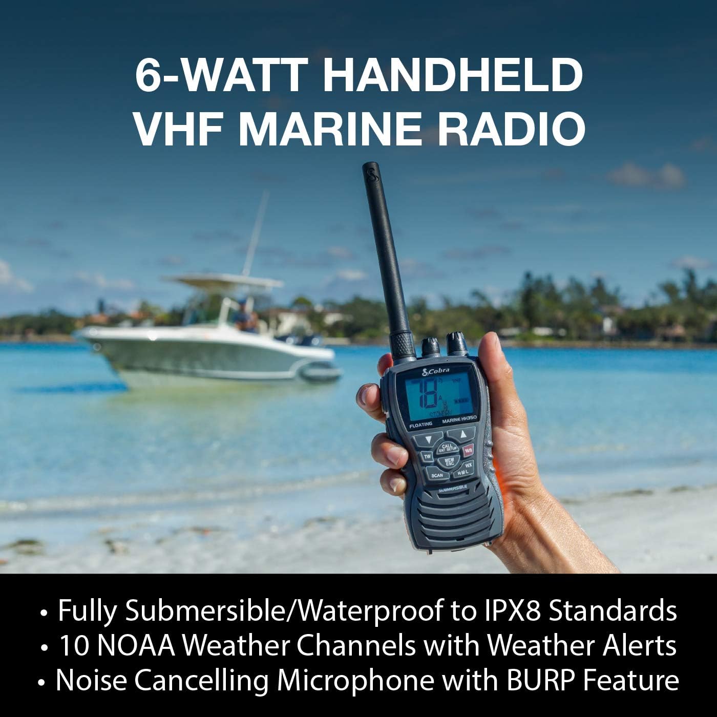 Cobra MR HH350 FLT Handheld Floating VHF Radio