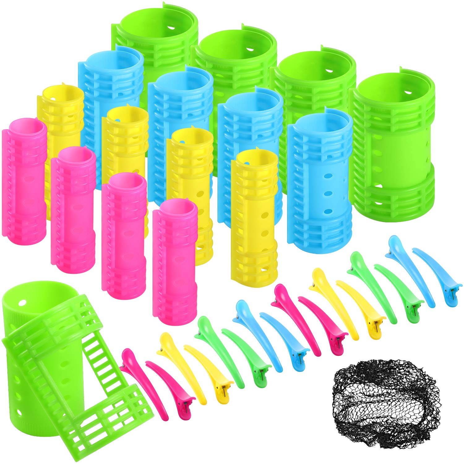 65 Pieces Snap On Hair Rollers Set 4 Sizes
