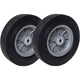 10" Flat-Free Solid Rubber Wheels &ndash; Set of 2 | 3/4" Ball Bearings for Hand Trucks, Dollies, Carts &amp; Rubbermaid Tilt Trucks