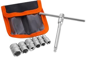 NACHEE Folding Mini T-Handle Socket Set 1/4'' Drive Tool Kit for Motorcycle ATV UTV, (007)