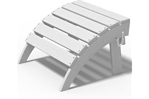 PLUUV Folding Adirondack Ottoman Footrest, HDPE Plastic Outdoor Footstool Without Assembly, All Weather Ottoman for Adirondack Chair, Wide Use in Poolside, Patio, Lawn, Garden, Backyard Deck, Fire Pit