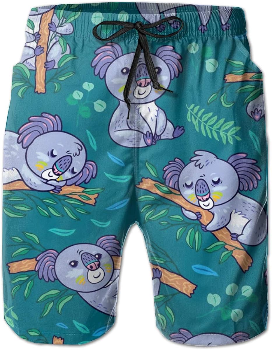 SARA NELL Men's Swim Trunks Fun Koalas in The Eucalyptus Pattern