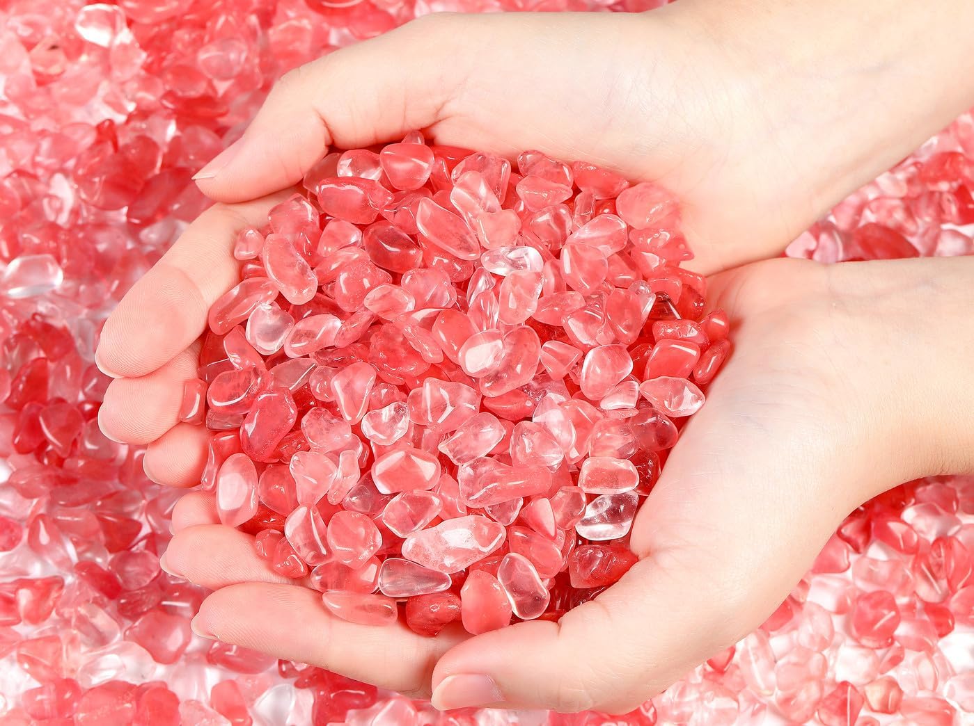 Hardscaping Materials - DUQGUHO Crystals Chip Bulk Watermelon Quartz Natural Healing Crystal Crushed Stones for Succulent Plant Flowerpot Rocks Vase Filler Pebbles for Planters 0.88 lbs