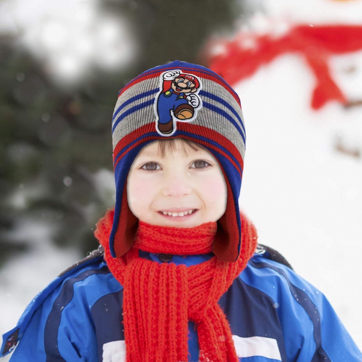 Nintendo Boys' Little Super Mario Hat and Gloves Cold Weather Set, Age 4-7: Clothing