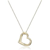 Amazon Essentials Women's Yellow 18K Gold Plated Sterling Silver Open Heart Pendant Necklace, 18"
