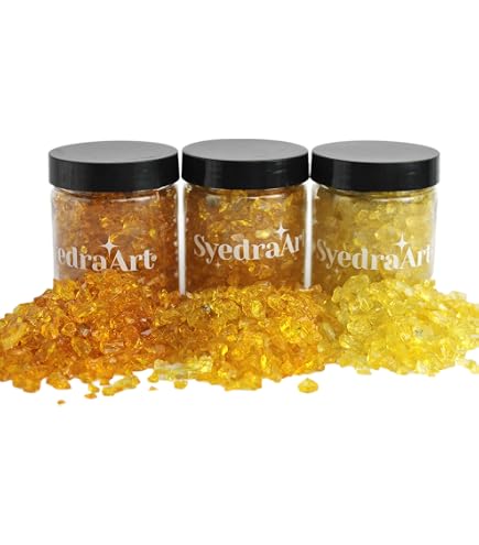 Crushed Colored Glass For Crafts – 3-6mm Pieces, Resin Art & Decoration, 1.5lb Jar