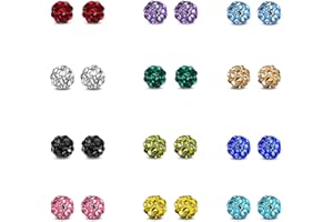 JewelrieShop Rhinestones Crystal Ball Stud Earrings Set Fireball Disco Ball Pave Bead Earrings Hypoallergenic for Teen Girls Women