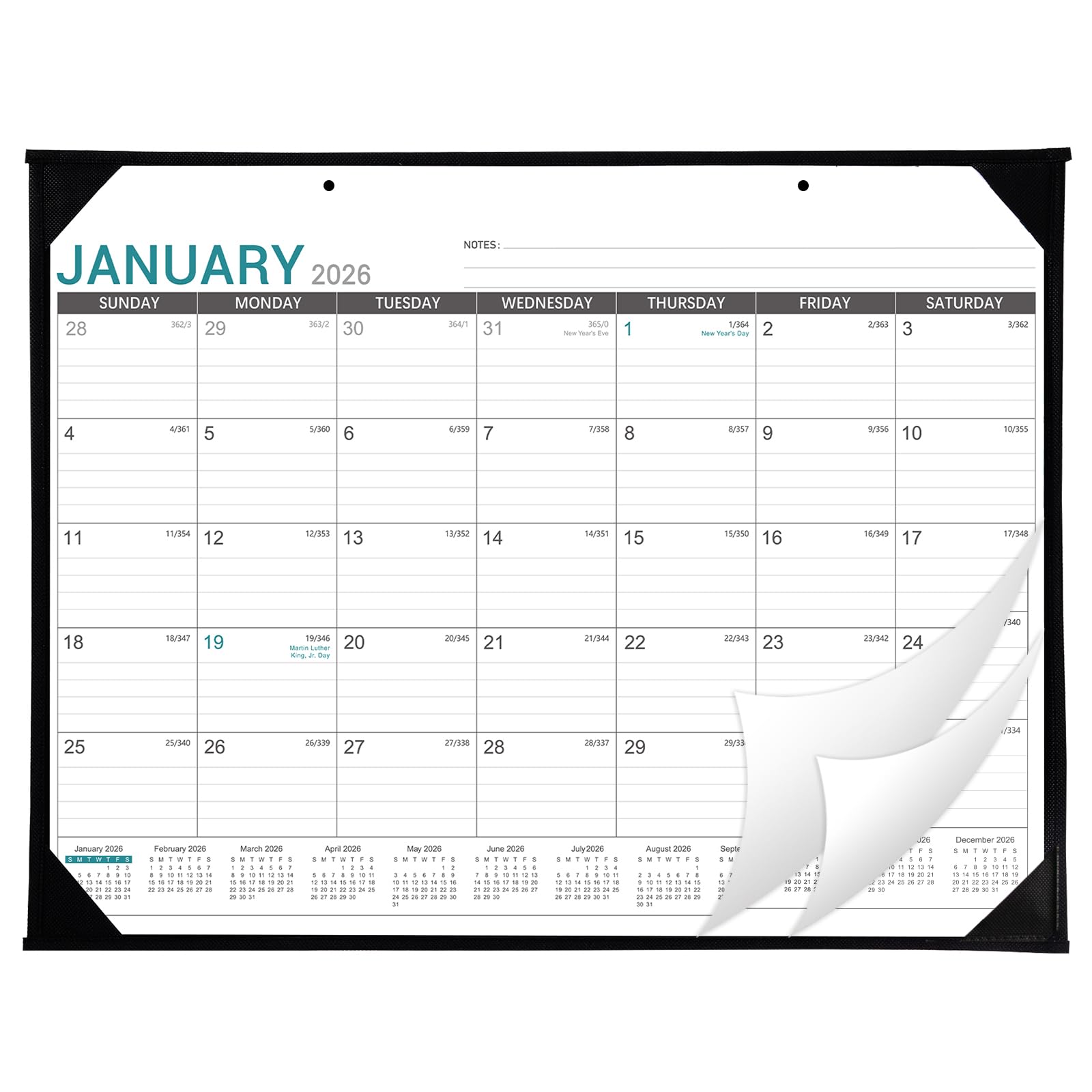 Photo 1 of 2026 Desk Calendar - Roll Packaging Desk Calendar 2026, Jan. 2026 - Dec. 2026, 22"x17" Desktop Calendar, Corner Protectors