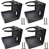 TIHOOD 4PCS Adjustable Folding Drink Holder/Adjustable Cup Holder for Marine/Boat/Caravan/Car/Trucks/RVs/Vans (Black x4)