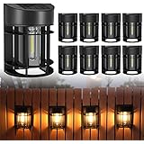 DOESLAG Solar Fence Lights Outdoor 8 Pack Deck Lights Solar Powered with Edison LED Bulbs, Waterproof Solar Outdoor Lights fo