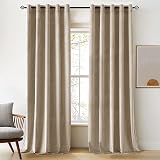 Woaboy Velvet Curtains 66x90 Taupe 2 Panels Room Darkening Eyelet