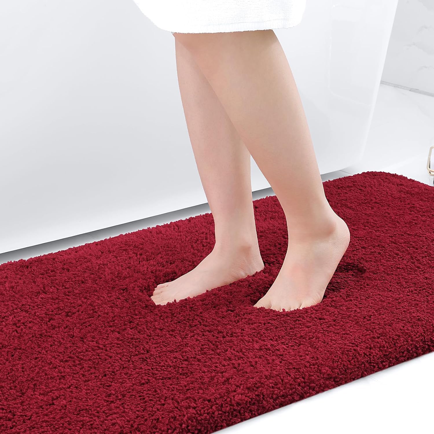 smiry Microfiber Bath Mat 40 x 60 cm, Non-Slip Super Absorbent Bathroom Mat, Extra Soft Machine Wash and Dry, Non-Shedding Bath Mats For Bathroom, Wine Red — image 1