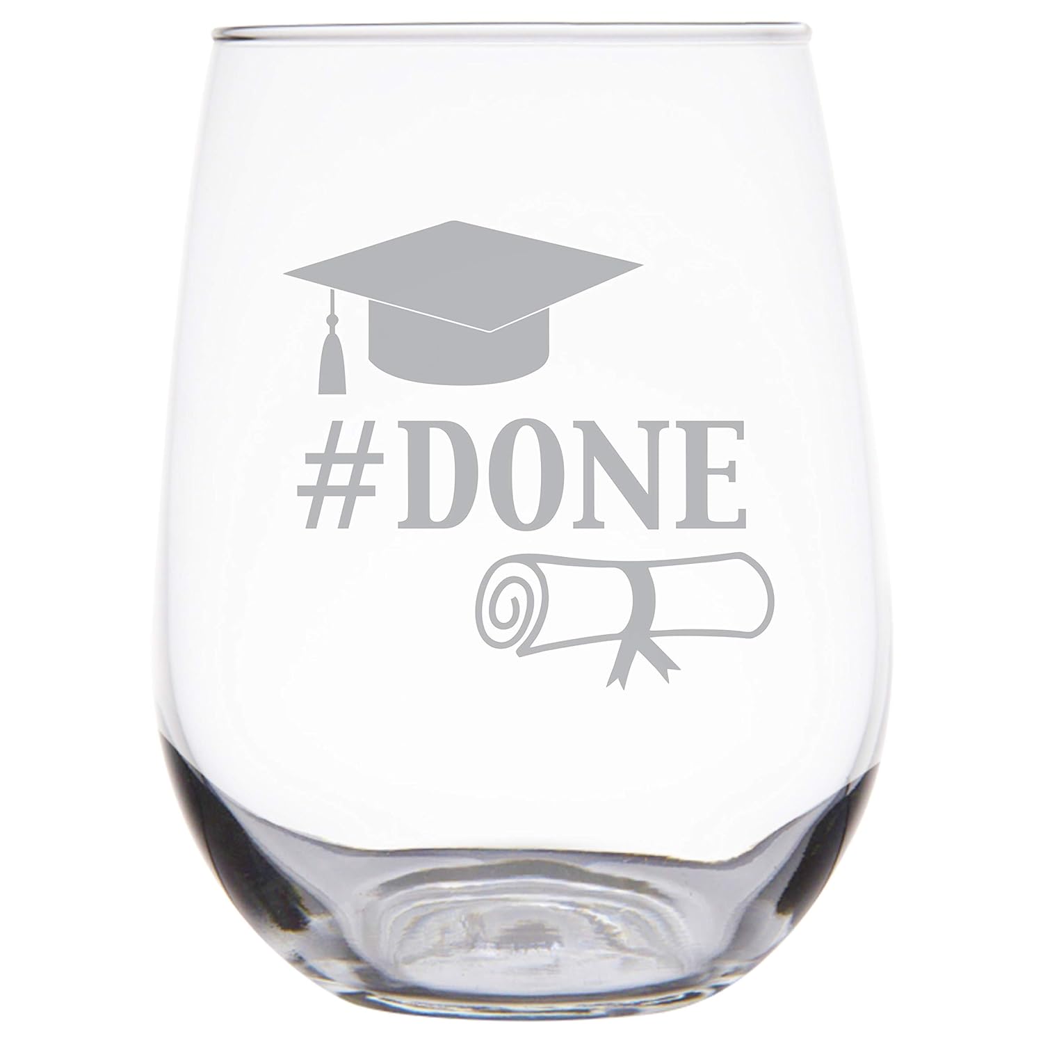 Engraved Graduation Party Stemless Wine Glass, College