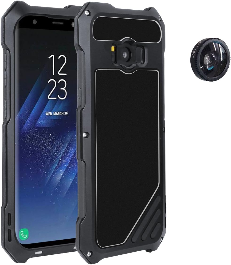 Samsung Galaxy S8 Case, Sanhezhong Shockproof Water Resistant Aluminum Case with Degree Fisheye Lens+ Macro Lens+Wide Angle Lens for Samsung Galaxy S8 (Black)