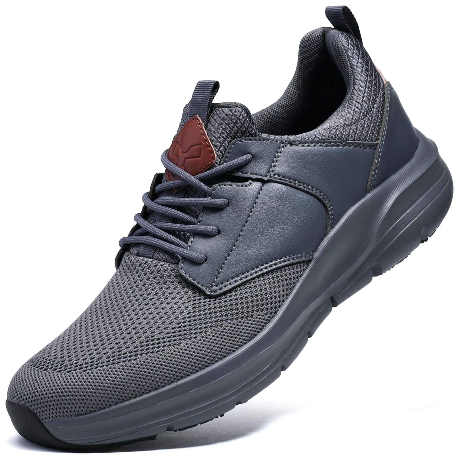 View 1 of  SIZE 43 yhmbank Men's Hands Free Non Slip Shoes, Lightweight Mens Work Shoes & Restaurant or Food Service Sneakers Grey