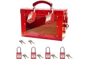 BULANGDI Lockout Tagout Box Kit with 6 Loto Locks Portable Safety Group Padlock Box Lock Out Tag Out Station for OSHA Compliant Group Loto Procedures