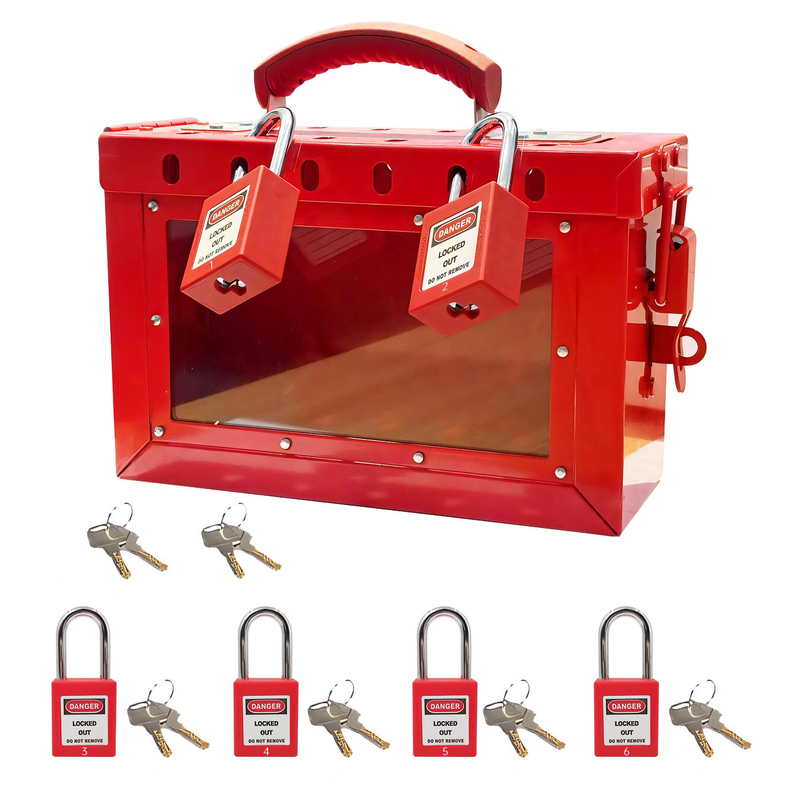 BULANGDI Lockout Tagout Box Kit with 6 Loto Locks