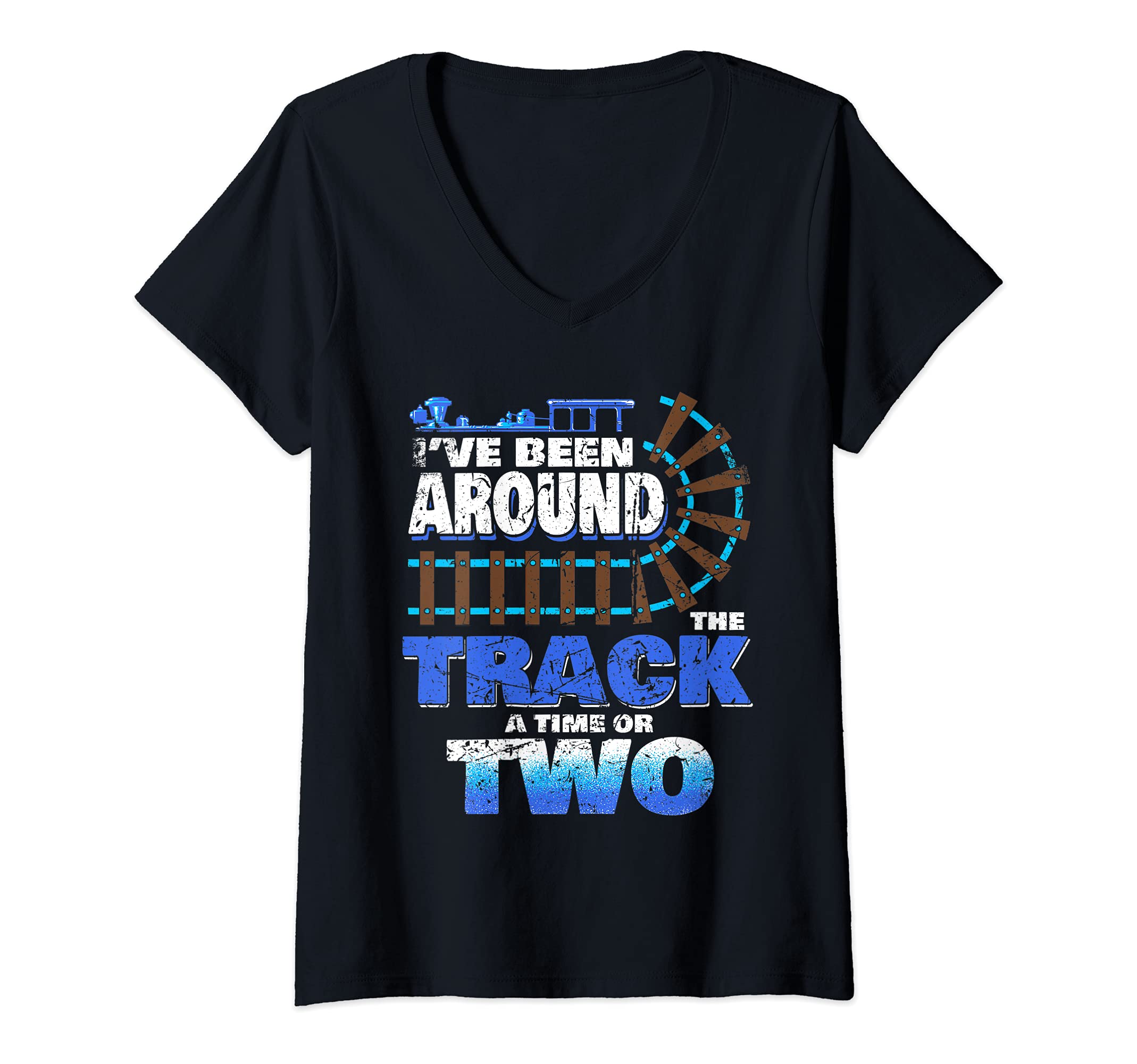 Womens Gift for Train Engineer, Conductor, Dispatcher- Railfan V-Neck T-Shirt