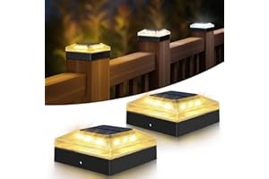 vighep 4x4 Solar Post Cap Lights Outdoor – 2 Pack Fence Post Light with 3 Color Modes, Waterproof Black Solar Powered Deck Lights for Wooden/Vinyl Posts Top, Garden