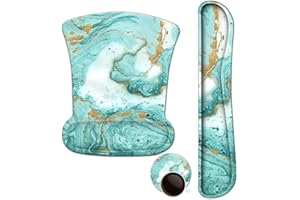 ArtSo Keyboard Wrist Rest and Mouse Pad with Wrist Support, Ergonomic Mouse Pad, Durable Comfortable Lightweight for Easy Typing Pain Relief, Memory Foam Keyboard Mousepad Set, Teal Turqoise Marble