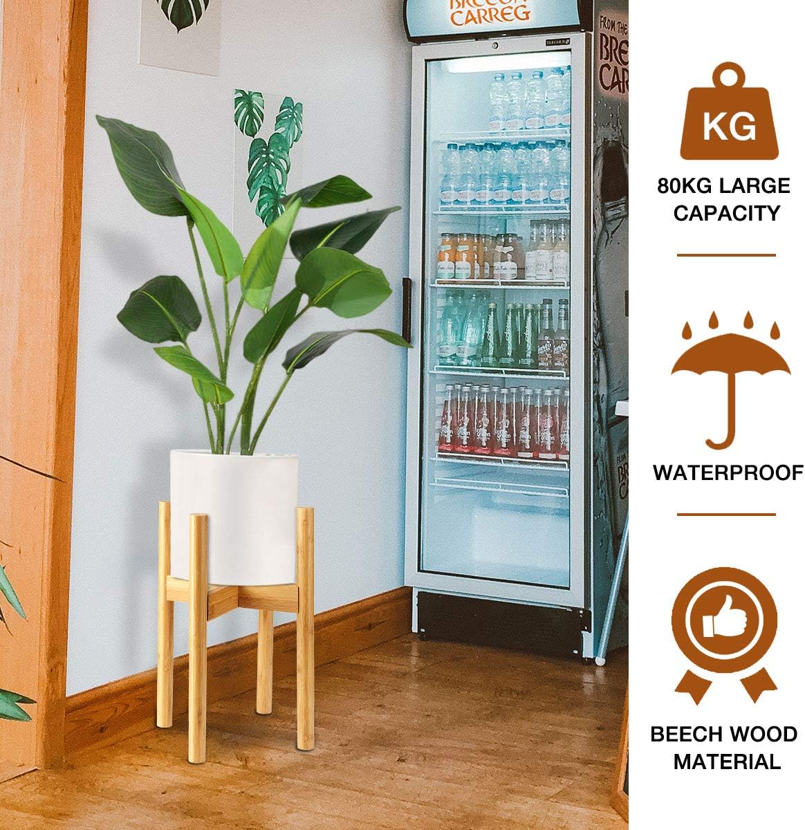 Surplex Adjustable Plant Stand Retro Mid Century Modern Expandable Plant Holder Rack Wooden Sturdy Flower Pot Base for Indoor & Outdoor Flora - Image 3