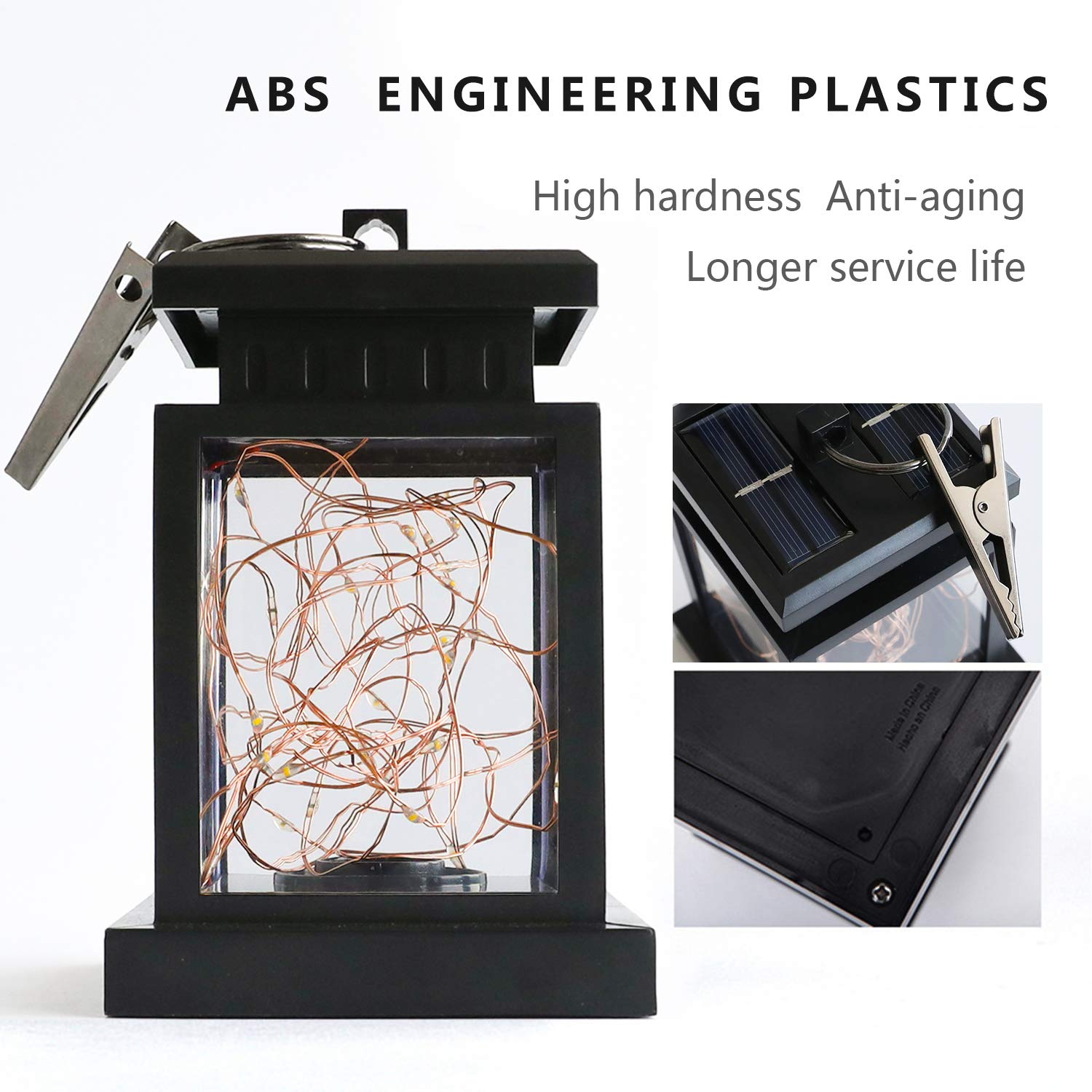 Tinpa Solar Lantern Lights Outdoor Fairy String Lights,Hanging lamp Copper Wire for Front Door, Yard, Garage, Deck, Porch, Shed, Walkway