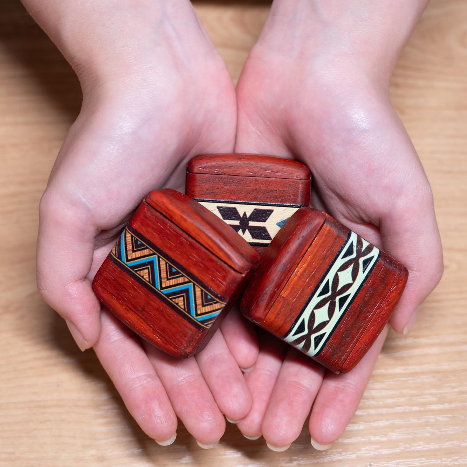 Photo 1 of 3pcs Small Wooden Pill Organizer Boxes Travel Case Hidden Safe for Jewelry Keepsake Decorative Mini Trinket Ideal for Storing Rings Cufflinks Earrings Necklaces and Medicine Perfect Travel Size