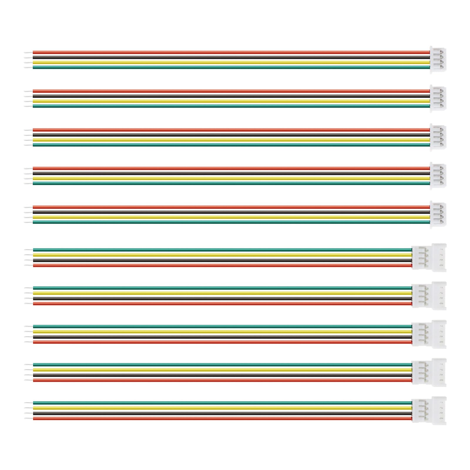 VGOL 20 Pairs JST Connector Cable 4 Pin Micro JST 1.25mm Pitch Male Female Plug Adapter Lead Extension Cable with 10cm Wire for Mini RC Helicopter LED Strips
