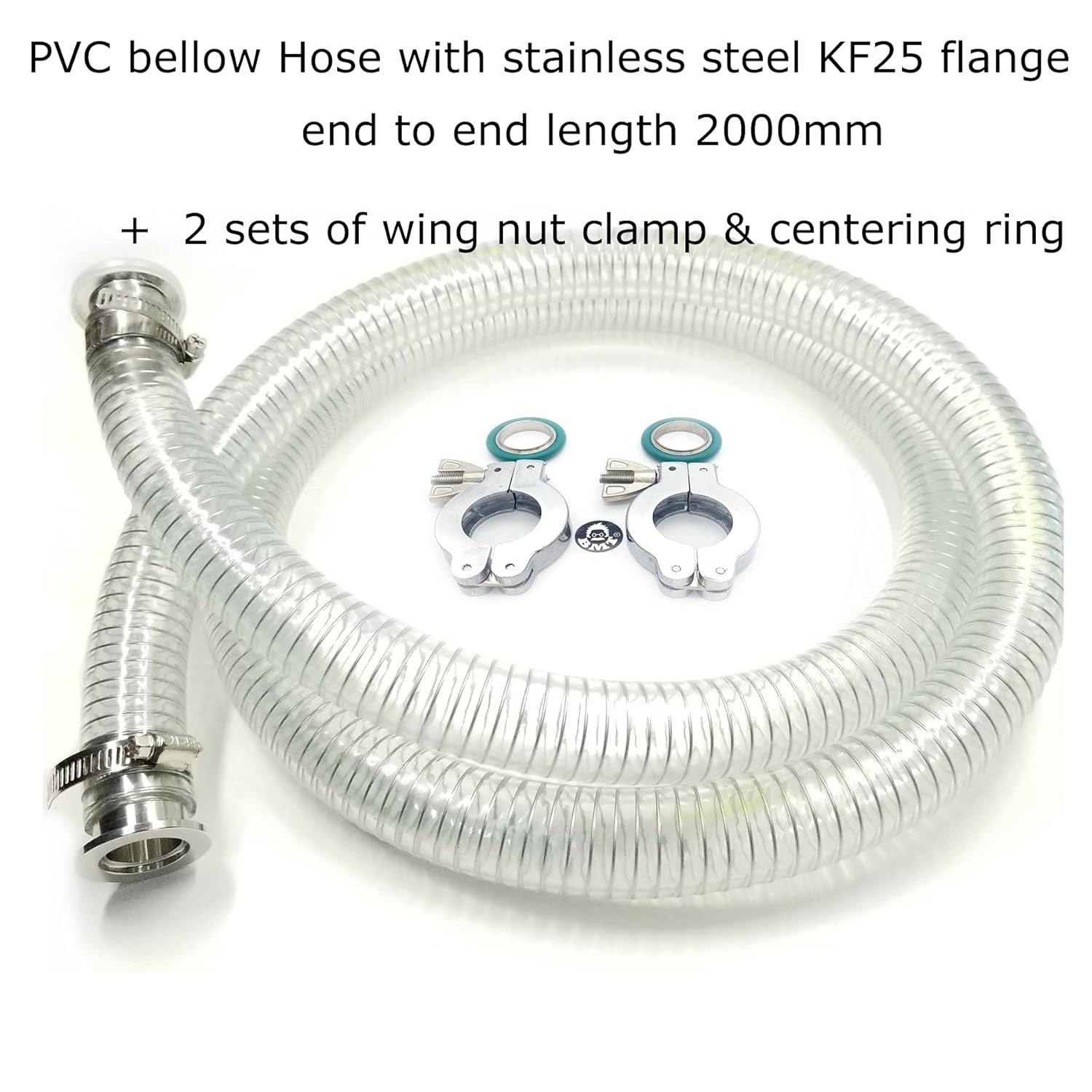 PVC Wire Reinforced Hose with KF25 Flange Fittings for foreline Vacuum Application (KF25 2000mm): Industrial & Scientific