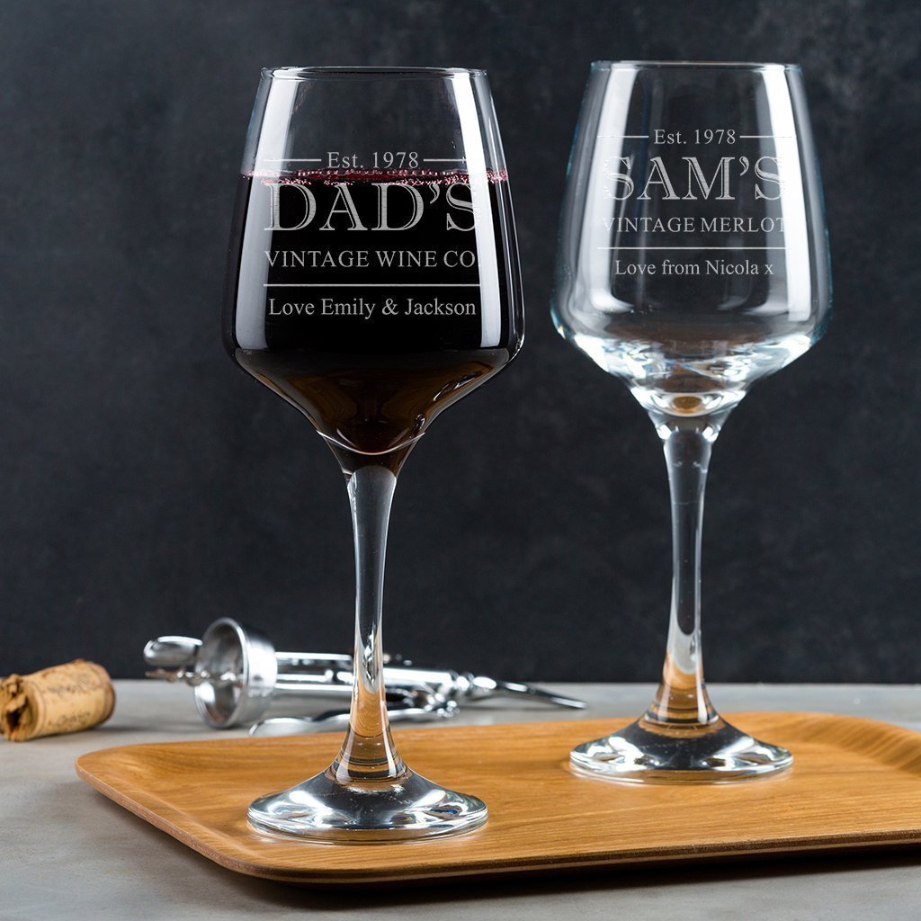 Personalised Wine Glass/Engraved Vintage Wine Glass/Christmas Gifts for