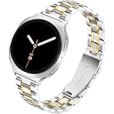 G-ficu Slim Metal Band for Samsung Galaxy Watch 8 Band 40mm 44mm/Galaxy Watch 8 Classic Band 46mm Women Men, Stainless Steel Thin Replacement Bracelet Strap for Samsung Watch 8 Bands-Silver and Gold