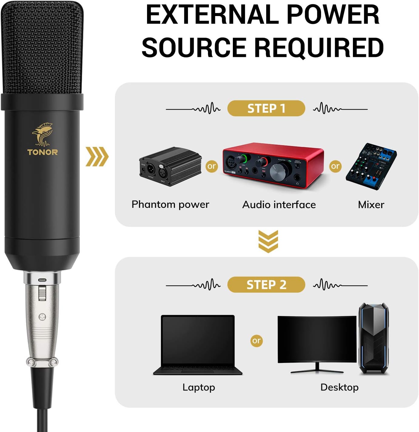 XLR Condenser Microphone, TONOR Professional Cardioid Studio Mic Kit with T20 Boom Arm, Shock Mount, Pop Filter for Recording, Podcasting, Voice Over, Streaming, Home Studio, YouTube (TC20): Computers & Accessories
