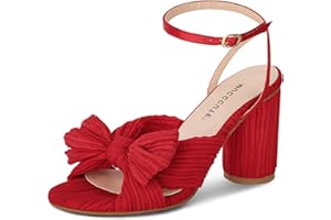MUCCCUTE Women's Bow Knot Heeled Sandals Ankle Buckle Strap Chunky Heeled Open-toe Comfortable Wedding Party Fashion Heeled