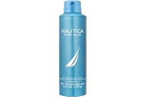 Nautica Pure Blue Deo Body Spray 6 fl oz (Pack of 1), Notes of Eucalyptus, Leather, and Vanilla, Men's Fragrance, Long Lasting, Everyday Fragrance