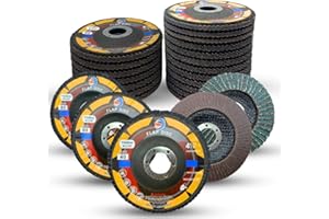 WA GRINDER WA 25PACK 4 1/2" inch Assorted Industrial Grade Calcined Alumina/Zirconia Flap Discs, 40/60/80/120# T29 Flap Disc & 36# T27 Jumbo Flap Disc, Sanding Disc for Angle Grinder 4.5" x 7/8"