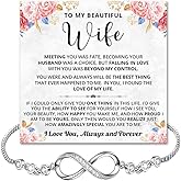Xukaenus To My Wife Bracelet From Husband, Romantic Infinity Bracelet Gift For Wifes, Inspirational Christmas Birthday Gifts For Your Wife, Star Heart Bracelets With Heartfelt Message Card & Gift Box