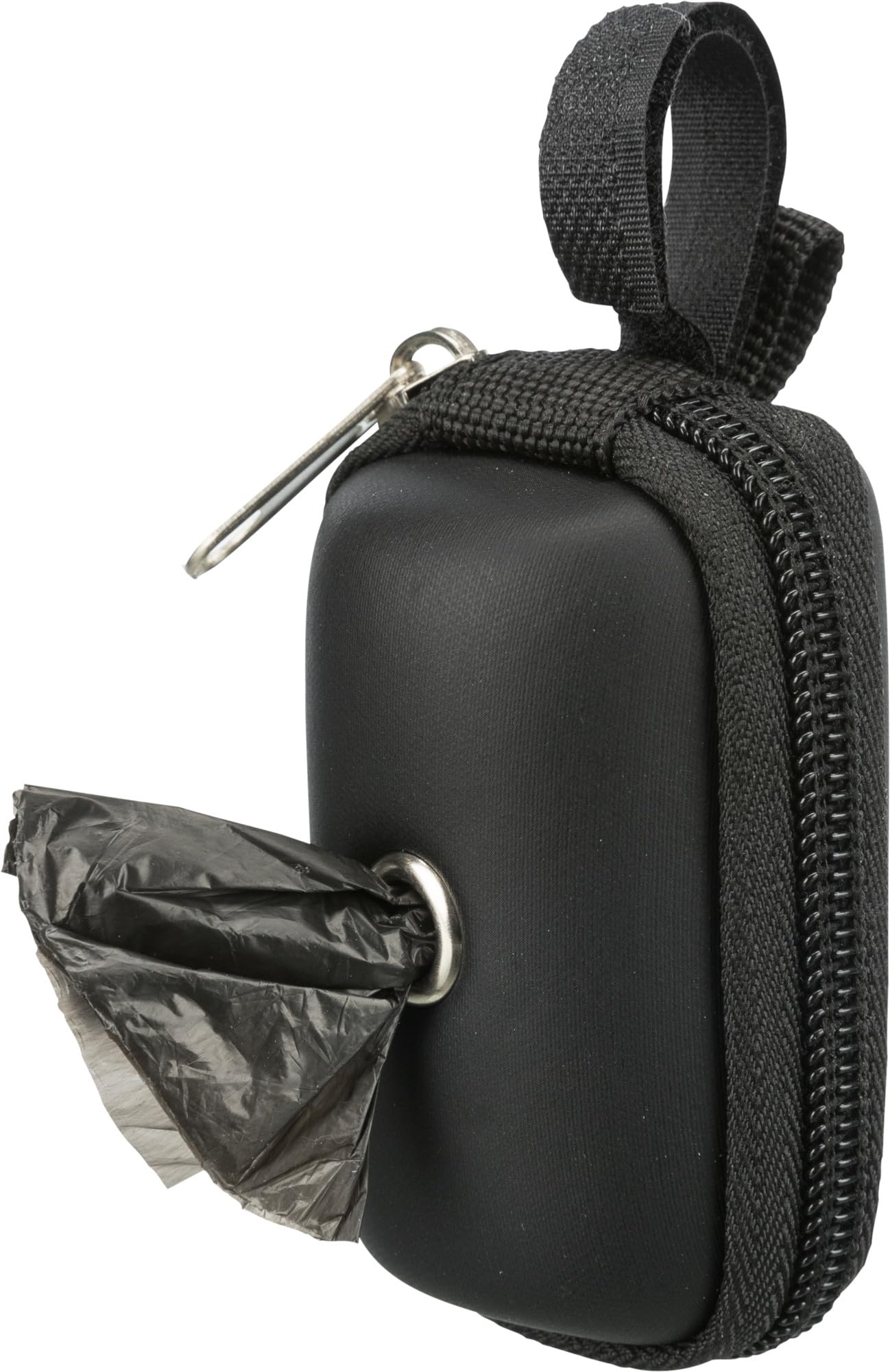 TRIXIE poop bag dispenser with velcro loop - with imitation leather cover - grey/black - 22849