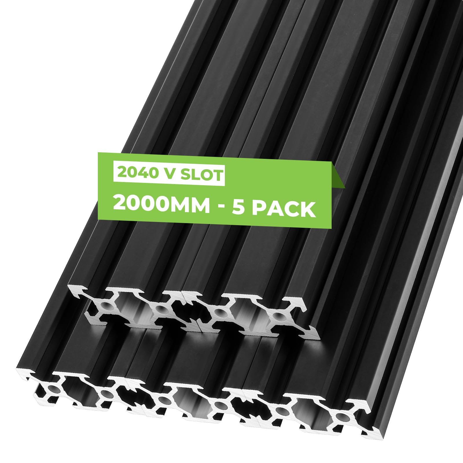 Photo 1 of ** WHITE NOT BLACK **2040 Aluminum Extrusion European Standard, 5pcs V Slot 2000mm(78.7in) Length Anodized Linear Rail for 3D Printer Engraving Machine Workbench DIY, Black