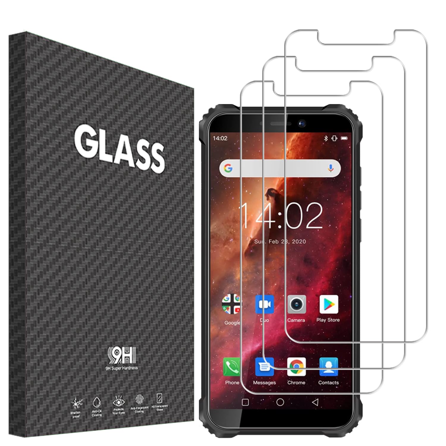Vsjnk Screen Protector for Oukitel WP5 with 3 Pieces Tempered Glass 9H Hardness Tempered Glass, Anti-Scratch, Anti-Bubble, HD Screen Protector, Compatible with Oukitel WP5