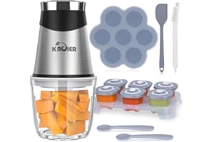 KNOIER Baby Food Maker, 14 in 1 Set for Baby Food, Fruits, Meat, Mini Baby Food Processors with Containers/Food Chopper with 6 Bi-Level Blades, Baby Essentials Gift Set with Baby Food Feeder