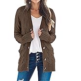 MEROKEETY Women's 2025 Fall Long Sleeve Cable Knit Sweater Open Front Cardigan Button Loose Outerwear