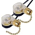 DAYONE Pull Chain Switch Zing Ear ZE-109 Ceiling Fan Switch Ceiling Fan Light Lamp Replacement 2 Pack Brass